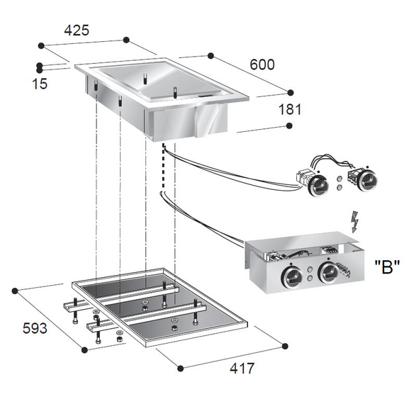 Combisteel El. Grillplatte Chrom – Breite 425 1 Combisteel El. Grillplatte Chrom – Breite 425
