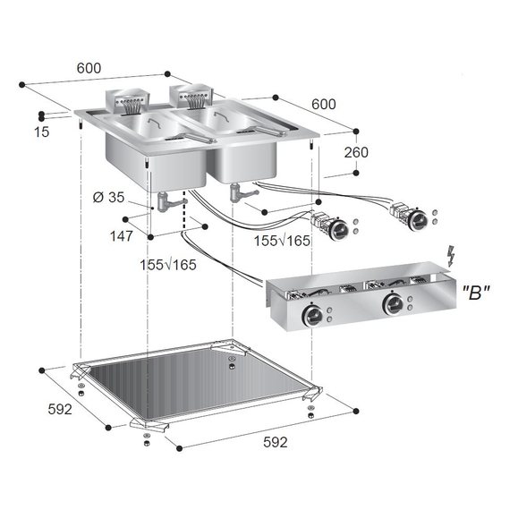 Combisteel Elektrofriteusen 2X10 L – Breite 600 – Art.-Nr.: 7266.0075 1 Combisteel Elektrofriteusen 2X10 L – Breite 600 – Art.-Nr.: 7266.0075