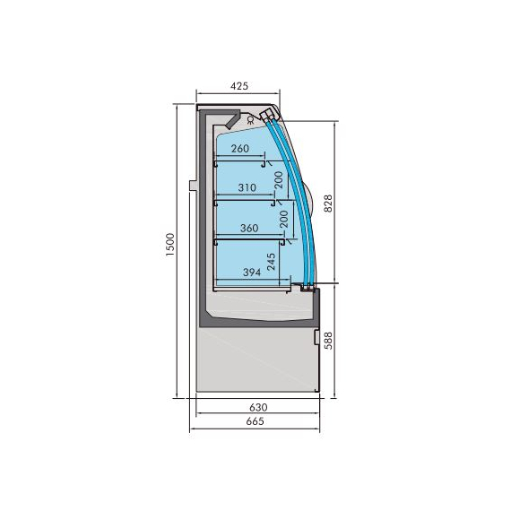 Combisteel Kühlvitrine Noah mit Schiebetüren 1.9 1 Combisteel Kühlvitrine Noah mit Schiebetüren 1.9
