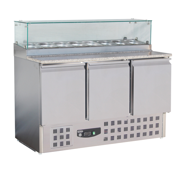Combisteel Compact Line Pizzatisch mit Glas 3 Türen Combisteel Compact Line Pizzatisch mit Glas 3 Türen