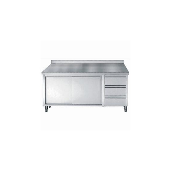 Combisteel 700 Arbeitstisch Schiebetüren Schubladen Aufkantung 1800 Combisteel 700 Arbeitstisch Schiebetüren Schubladen Aufkantung 1800