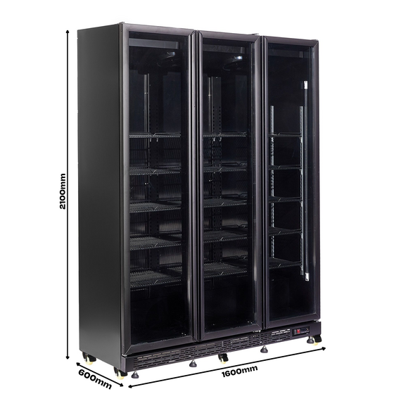 Combisteel Kühlschrank 3 Glastüren Schwarz Nap-1200 Ht - mit Türheizung 9 Combisteel Kühlschrank 3 Glastüren Schwarz Nap-1200 Ht - mit Türheizung