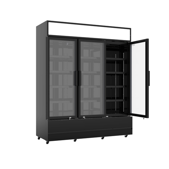 Combisteel Kühlschrank 3 Glastüren Schwarz Fcu-1200 Bl 1 Combisteel Kühlschrank 3 Glastüren Schwarz Fcu-1200 Bl