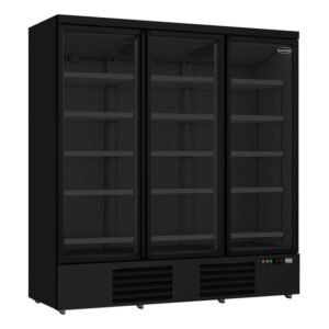 Combisteel Kühlschrank 3 Glastüren Schwarz Jde-1530R Bl