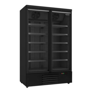 Combisteel Tiefkühlschrank 2 Glastüren Schwarz Jde-1000F Bl