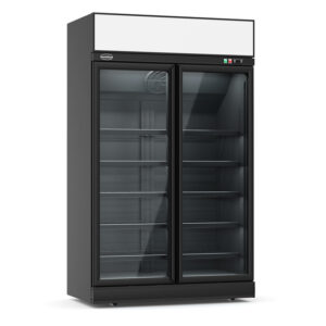 Combisteel Kühlschrank 2 Glastüren Schwarz Ins-1000R Bl
