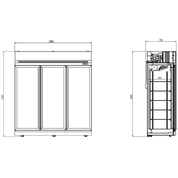 Combisteel Kühlschrank 3 Glastüren Ins-1530R 1 Combisteel Kühlschrank 3 Glastüren Ins-1530R