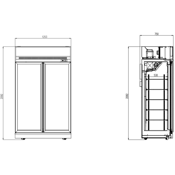 Combisteel Tiefkühlschrank 2 Glastüren Schwarz Ins-1000F Bl 1 Combisteel Tiefkühlschrank 2 Glastüren Schwarz Ins-1000F Bl