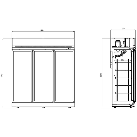 Combisteel Tiefkühlschrank 3 Glastüren Schwarz Ins-1530F Bl 1 Combisteel Tiefkühlschrank 3 Glastüren Schwarz Ins-1530F Bl