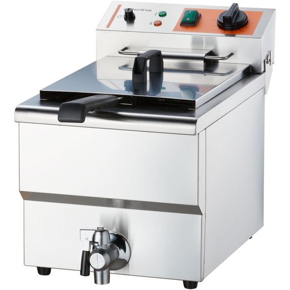 Fritteuse CATERINA, 10 Liter, mit Ablasshahn 300x510x390 mm (BxTxH), 3 kW 230V Fritteuse CATERINA, 10 Liter, mit Ablasshahn 300x510x390 mm (BxTxH), 3 kW 230V