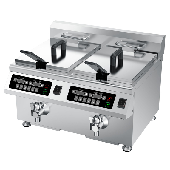 Induktions-Doppel-Fritteuse, 2x8 Liter, 518x490x418 (BxTxH), 2x3.5 kW Induktions-Doppel-Fritteuse, 2x8 Liter, 518x490x418 (BxTxH), 2x3.5 kW