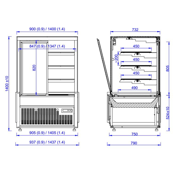 Combisteel Kühlvitrine Nero 1.4 1 Combisteel Kühlvitrine Nero 1.4