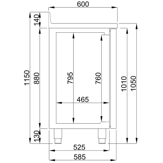 Combisteel 600 Kühltisch 2 Türen mit Schublade für Kaffee 1 Combisteel 600 Kühltisch 2 Türen mit Schublade für Kaffee