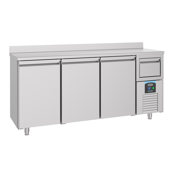 Combisteel 600 Kühltisch 3 Türen mit Schublade für Kaffee Combisteel 600 Kühltisch 3 Türen mit Schublade für Kaffee