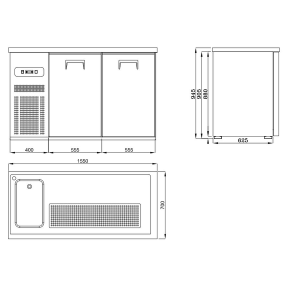 Combisteel Biertheke 2 Türen 1L 2 Combisteel Biertheke 2 Türen 1L