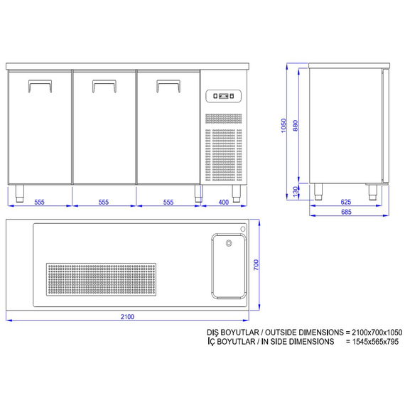 Combisteel Biertheke 3 Türen 1R 2 Combisteel Biertheke 3 Türen 1R