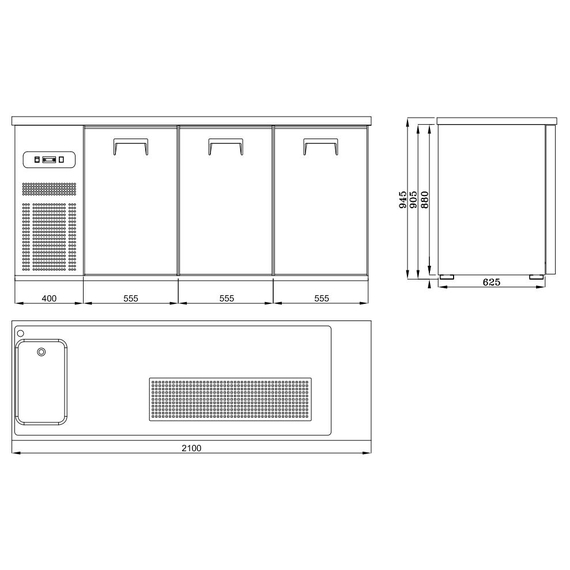 Combisteel Biertheke 3 Türen 1L 2 Combisteel Biertheke 3 Türen 1L
