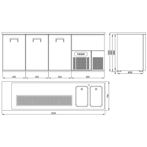 Combisteel Biertheke 3 Türen 2R 2 Combisteel Biertheke 3 Türen 2R