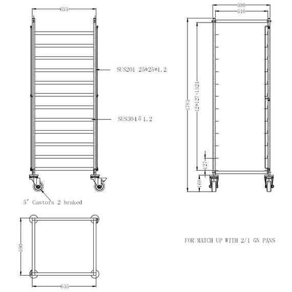 Combisteel Abräumwagen Demontabel 2/1Gn 1 Combisteel Abräumwagen Demontabel 2/1Gn