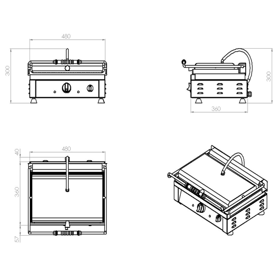 Combisteel Kontaktgrill Gerillt – Breite 510 1 Combisteel Kontaktgrill Gerillt – Breite 510
