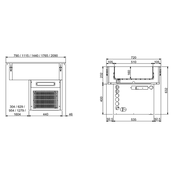 Combisteel Einbaukühlwanne 5/1 - 160mm 1 Combisteel Einbaukühlwanne 5/1 - 160mm