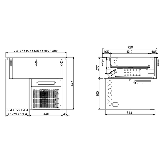 Combisteel Einbaukühlwanne Umluftkühlung 2/1 - 160mm 1 Combisteel Einbaukühlwanne Umluftkühlung 2/1 - 160mm