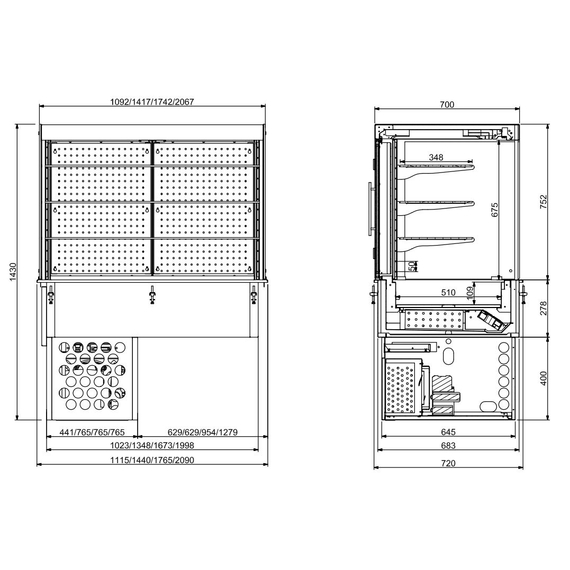 Combisteel Einbaukühlvitrine Eckig Geschlossen 5/1 Gn 1 Combisteel Einbaukühlvitrine Eckig Geschlossen 5/1 Gn