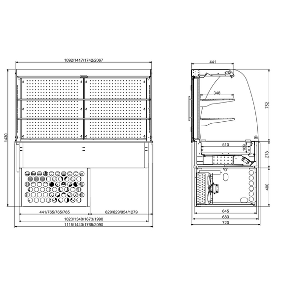 Combisteel Einbaukühlvitrine Rund - Geschlossen 4/1 Gn 1 Combisteel Einbaukühlvitrine Rund - Geschlossen 4/1 Gn