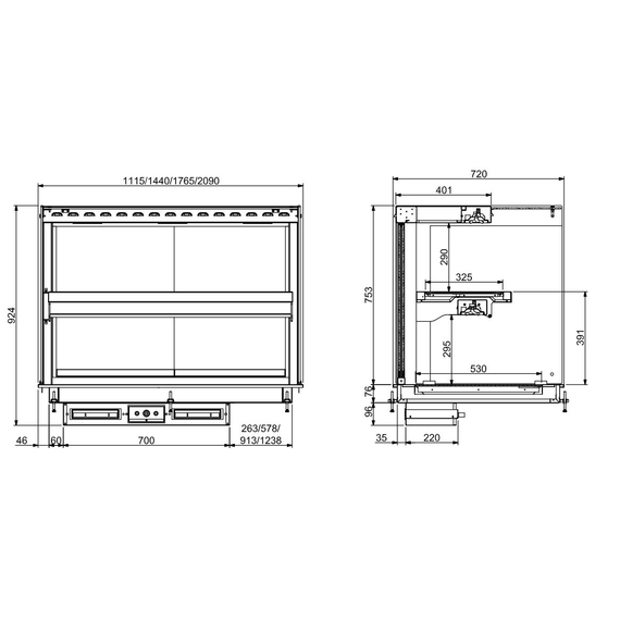Combisteel Einbauwärmevitrine Keramik Eckig - Schwarz 5/1 1 Combisteel Einbauwärmevitrine Keramik Eckig - Schwarz 5/1