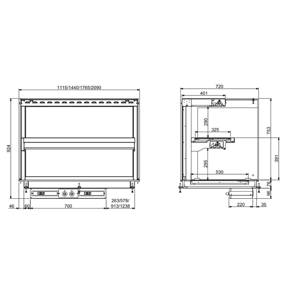 Combisteel Einbau Wandmodell Wärmevitrine Keramik Eckig - Schwarz 5/1 1 Combisteel Einbau Wandmodell Wärmevitrine Keramik Eckig - Schwarz 5/1