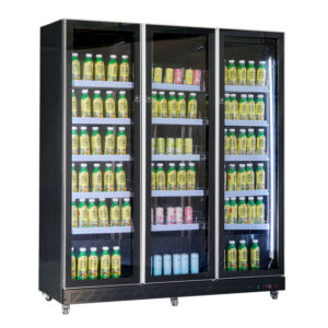 Combisteel Kühlschrank 3 Glastüren Schwarz