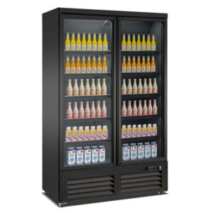 Combisteel Tiefkühlschrank 2 Glastüren Schwarz Ceb-1200F Bl