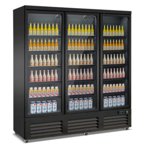 Combisteel Tiefkühlschrank 3 Glastüren Schwarz Ceb-1600F Bl