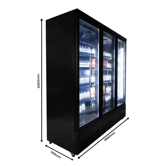 Combisteel Kühlschrank 3 Glastüren Schwarz Ceb-1600R Bl 4 Combisteel Kühlschrank 3 Glastüren Schwarz Ceb-1600R Bl