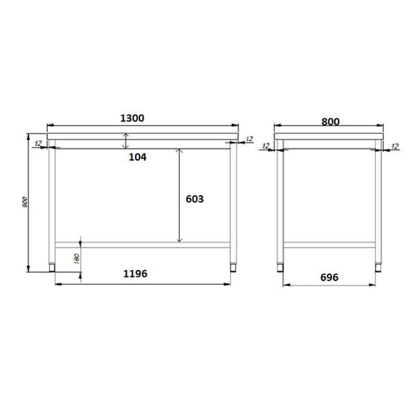 Combisteel 800 Arbeitstisch Offenem Unterbau 1300 1 Combisteel 800 Arbeitstisch Offenem Unterbau 1300
