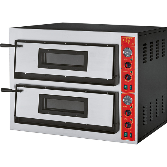 GGF Pizzaofen mit zwei Kammern für 8 Pizzen à 360 mm, Vollschamott, 12 kW, 1010 x 850 x 750mm (BxTxH) GGF Pizzaofen mit zwei Kammern für 8 Pizzen à 360 mm, Vollschamott, 12 kW, 1010 x 850 x 750mm (BxTxH)
