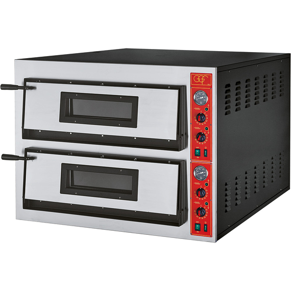 GGF Pizzaofen mit zwei Kammern für 12 Pizzen à 360 mm, Vollschamott, 18 kW, 1010 x 1210 x 750mm (BxTxH) GGF Pizzaofen mit zwei Kammern für 12 Pizzen à 360 mm, Vollschamott, 18 kW, 1010 x 1210 x 750mm (BxTxH)