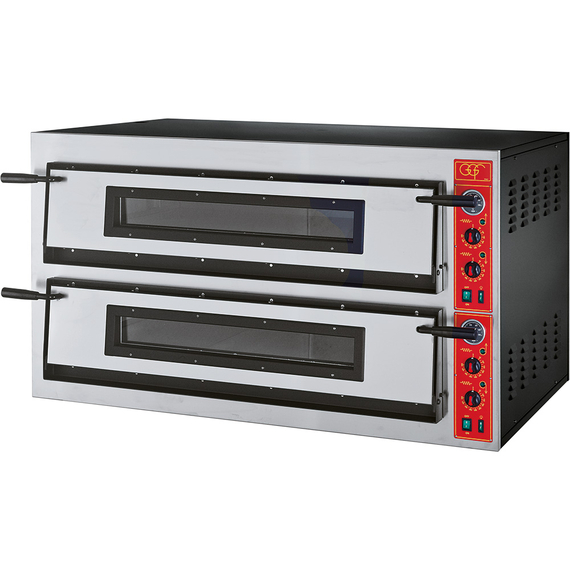 GGF Pizzaofen mit zwei Kammern für 12 Pizzen à 360 mm, Vollschamott, 18 kW, 1370 x 850 x 750 mm (BxTxH) GGF Pizzaofen mit zwei Kammern für 12 Pizzen à 360 mm, Vollschamott, 18 kW, 1370 x 850 x 750 mm (BxTxH)