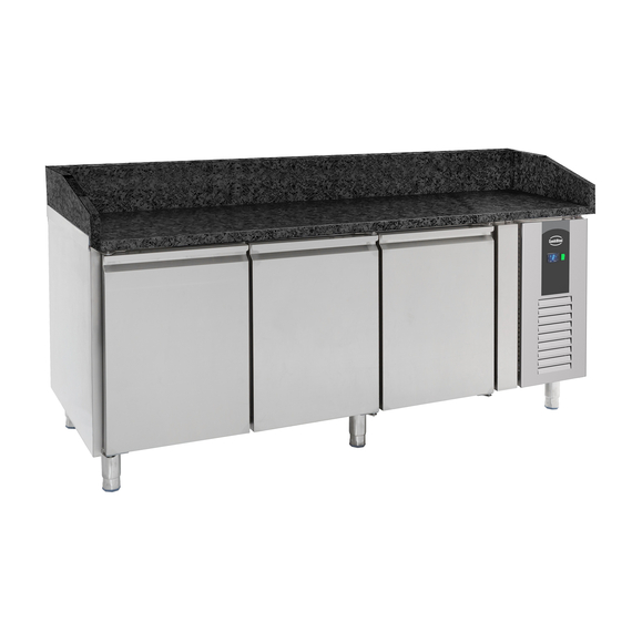 Combisteel Pizzatisch 3 Türen Schwarze Granit-Arbeitsplatte Combisteel Pizzatisch 3 Türen Schwarze Granit-Arbeitsplatte