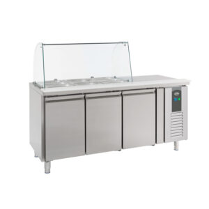Combisteel Standard Line Kühltisch mit Glas 3 Türen