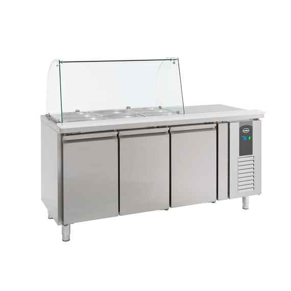 Combisteel Standard Line Kühltisch mit Glas 3 Türen Combisteel Standard Line Kühltisch mit Glas 3 Türen