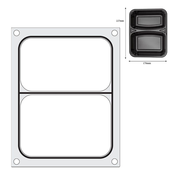 Hendi Matrize für Versiegelungsmaschine, ein zweiteiliger Behälter (227x178 mm) 2 Hendi Matrize für Versiegelungsmaschine, ein zweiteiliger Behälter (227x178 mm)