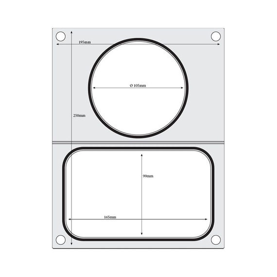 Hendi Matrize für Versiegelungsmaschine, zwei Behälter (1x 178x113 mm, 1x ø115 mm) 1 Hendi Matrize für Versiegelungsmaschine, zwei Behälter (1x 178x113 mm, 1x ø115 mm)