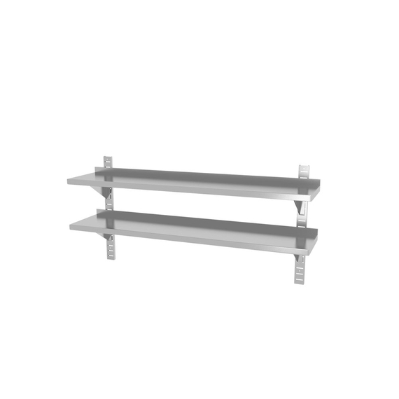 Hendi Doppelwandregal, einstellbar, mit 2 Halterungen, 1400x300x(H)600mm Hendi Doppelwandregal, einstellbar, mit 2 Halterungen, 1400x300x(H)600mm