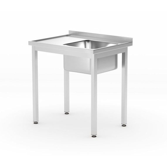 Hendi Waschtisch mit Ablage – verschraubt, Tiefe 600 mm, Profi Line, Rechte Seite, 800x600x(H)850mm Hendi Waschtisch mit Ablage – verschraubt, Tiefe 600 mm, Profi Line, Rechte Seite, 800x600x(H)850mm