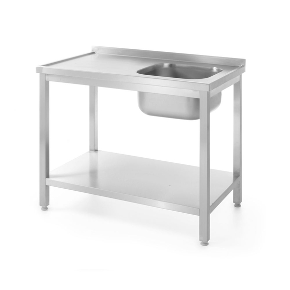 Hendi Waschtisch mit Ablage – verschraubt, Tiefe 600 mm, Profi Line, Spüle rechts, 1000x600x(H)850mm Hendi Waschtisch mit Ablage – verschraubt, Tiefe 600 mm, Profi Line, Spüle rechts, 1000x600x(H)850mm