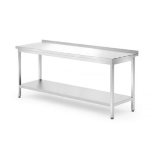Hendi Wandtisch mit Ablage – verschraubt, Tiefe 700 mm, Profi Line, 1800x700x(H)850mm