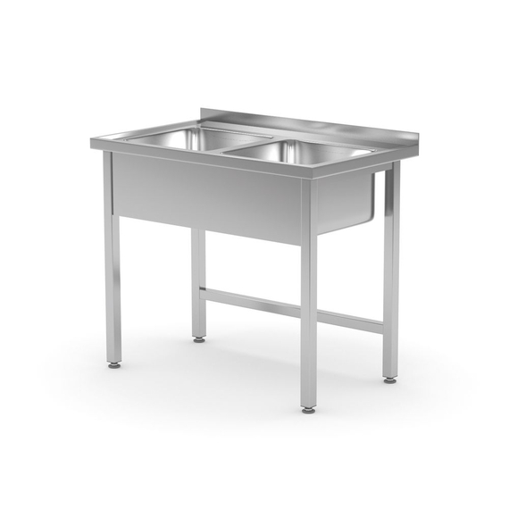 Hendi Tisch mit 2 Spülbecken – verschweißt, Kitchen Line, 1000x600x(H)850mm Hendi Tisch mit 2 Spülbecken – verschweißt, Kitchen Line, 1000x600x(H)850mm