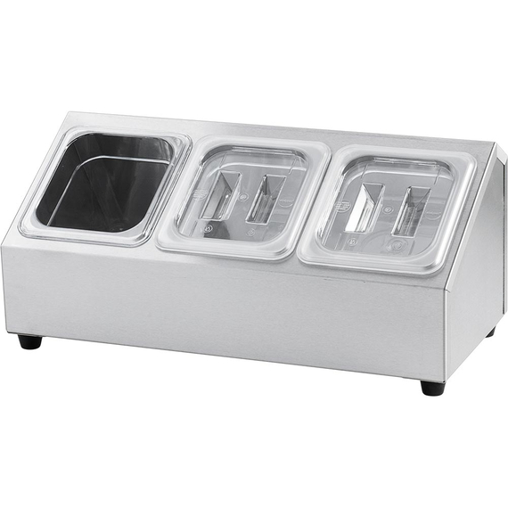 Edelstahl Ständer für Gastronormbehälter - 3 x GN 1/6 (150 mm) Edelstahl Ständer für Gastronormbehälter - 3 x GN 1/6 (150 mm)