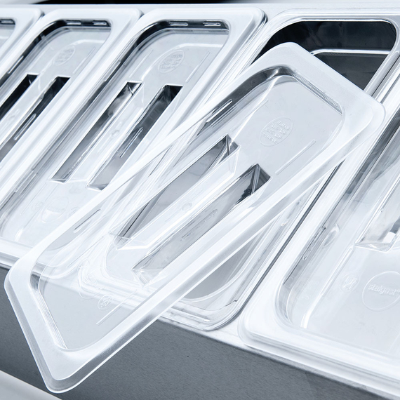 Edelstahl Ständer für Gastronormbehälter - 5 x GN 1/4 (150 mm) 3 Edelstahl Ständer für Gastronormbehälter - 5 x GN 1/4 (150 mm)